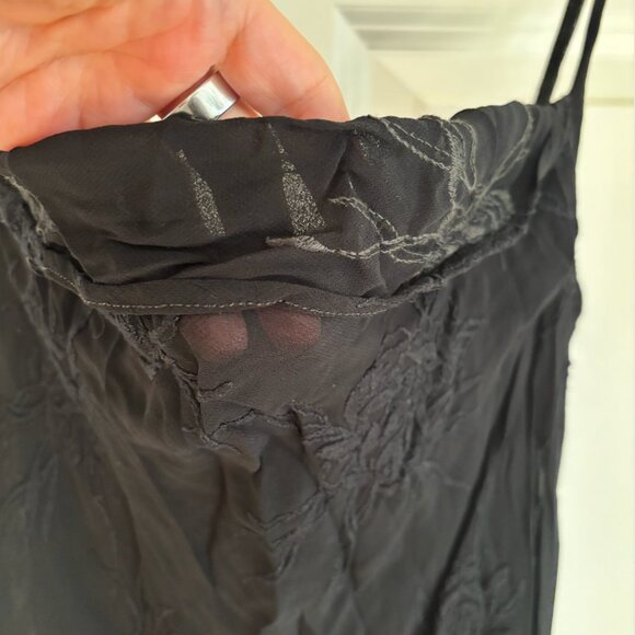 GHOST Made in England Black Slip Dress Rose Floral Bias Cut 90s Size M / 3 - Picture 4 of 9